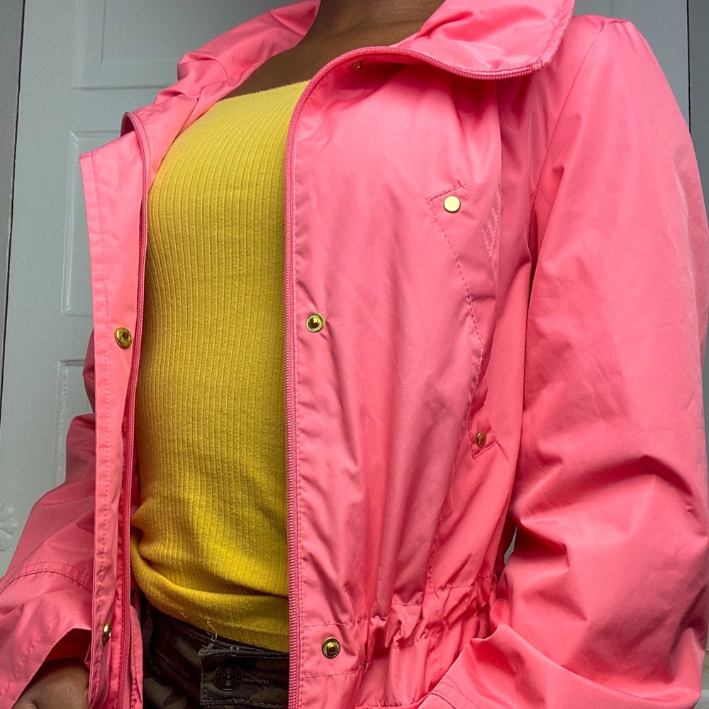 Hot pink longline cargo jacket